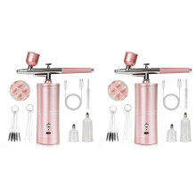 2X Super-Stable Airbrush Kit: 25 PSI Precision Airbrush for Nails Rechargeable Dual-Mode 0.3mm Nozzle Nail AirBrush