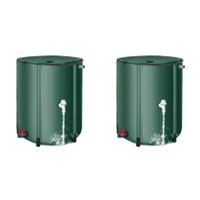 2X Regenwasserrecycling-Wasserspeichertank Gartenbewässerungseimer Sammelbehälter Gartenwasserspeicherfass Grün
