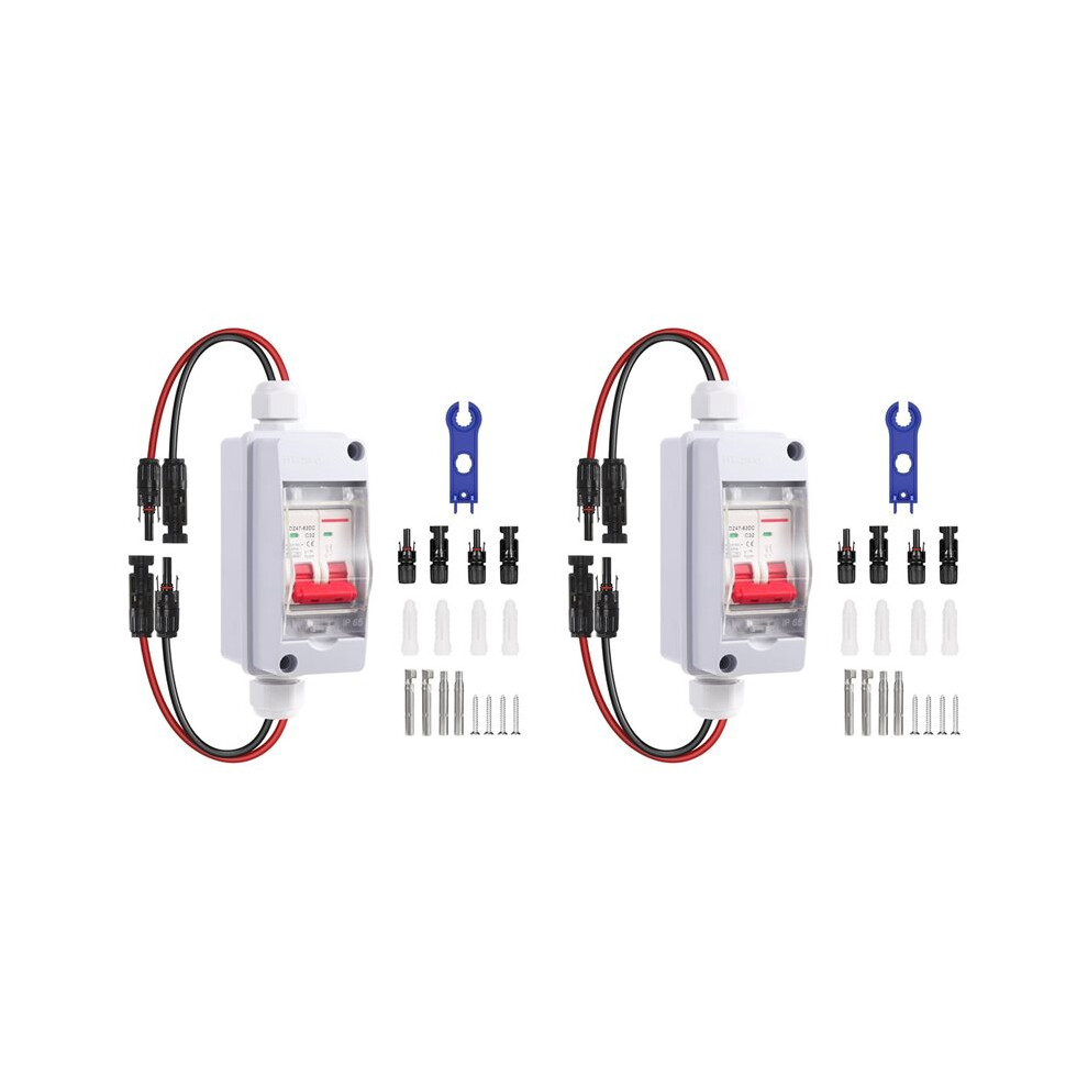 2X Solar Panel Disconnect 500V Solar Circuit Breaker Box 32Amp Ip65 Miniature Circuit Breaker Solar Pv 6031075398956