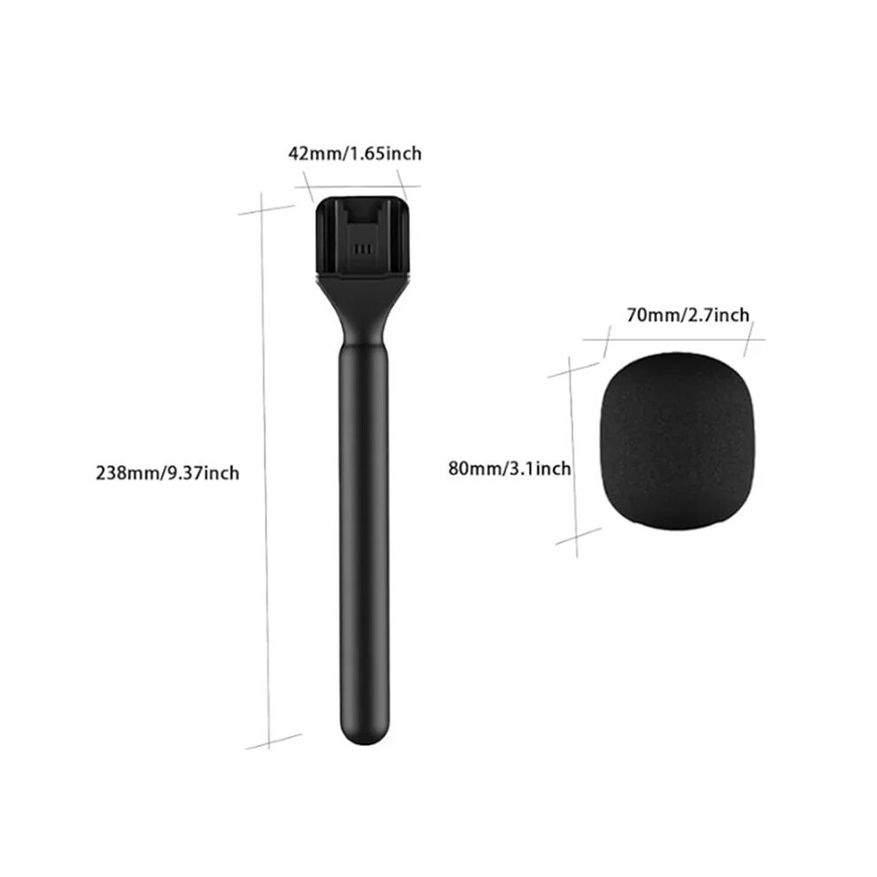 2X Handheld Wireless Microphone Adapter With Windshield Foam For Wireless Lavalier Microphone Black 6033286352307
