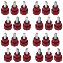 24Pcs M4x10mm Threads High -Knurled Thumb Screws Knobs Aluminum Alloy Red Knurled Shoulder Flat Tip Thumbscrew