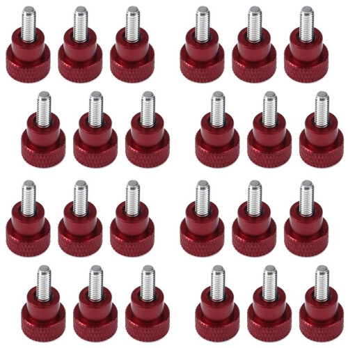 24Pcs M4x10mm Threads High -Knurled Thumb Screws Knobs Aluminum Alloy Red Knurled Shoulder Flat Tip Thumbscrew