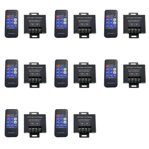 8X LED Single Color Dimmer Wireless LED Controller 11 Key Remote Control Adjust Brightness  DC12V-24V