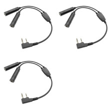 3X GA Dual Plugs Aviation Headphone to 2-Pin Headset Connector Convert Cable for UV-5R 888S