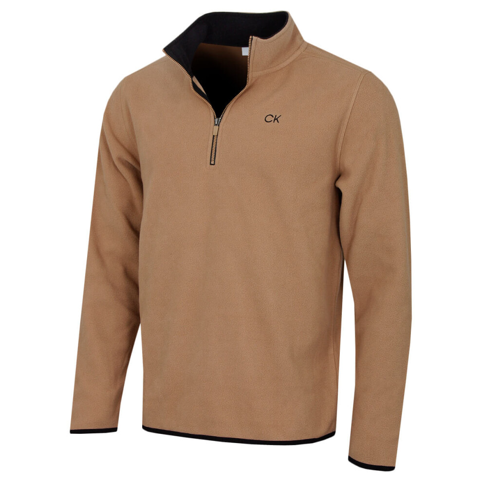 Calvin Klein (Xxxxl, Tan) Mens 2026 Polar Fleece 1/2 Zip Stretch Golf Sweater