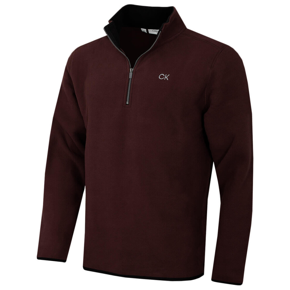 Calvin Klein (M, Burgundy) Mens 2026 Polar Fleece 1/2 Zip Stretch Golf Sweater