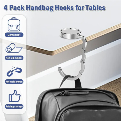 8Pcs Portable Folding Bag Hanger, Practical Folding Bag Hook,Alloy Handbag Table Hook, Multipurpose Purse Key Holder 2