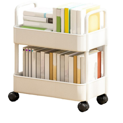 2X 2 Tier Rolling Utility Cart Storage Shelf Movable Storage Rack Kitchen Bathroom Slim Slide Organizer 1