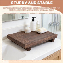 Wood Pedestal Soap Stand Bathroom Kitchen Countertop Tray Farmhouse Wood Riser Soap Dish Plants Holder