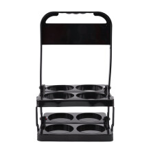 4 Holes Foldable Plastic Beverage Carrier,Reusable Drink Holder with Handle Portable Drink Holder Black
