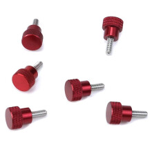 24 Stück M4 X 10 mm Gewinde, Hoher Kopf, Rändelschrauben, Knöpfe, Aluminiumlegierung, Rot, Rändelschraube mit Flacher Spitze