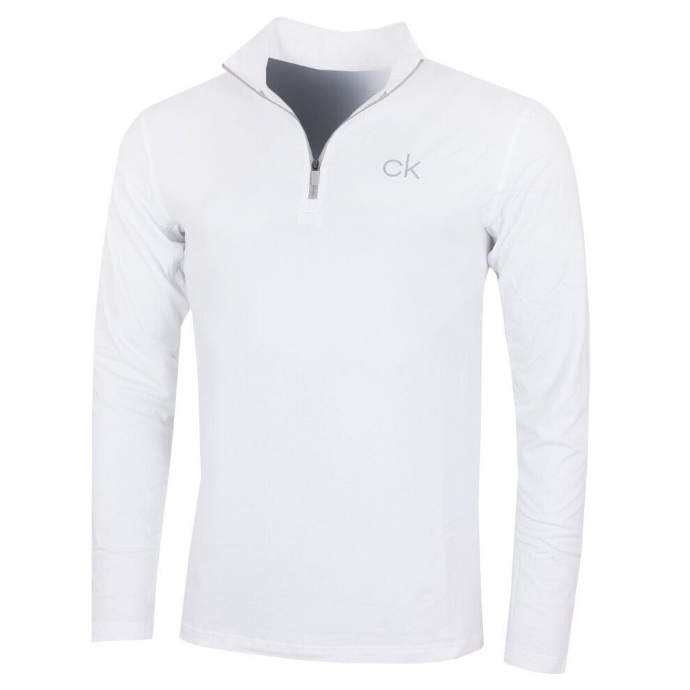 Calvin Klein (Xl, White) Mens Newport Hz Long Sleeve Lightweight Wicking Sweater
