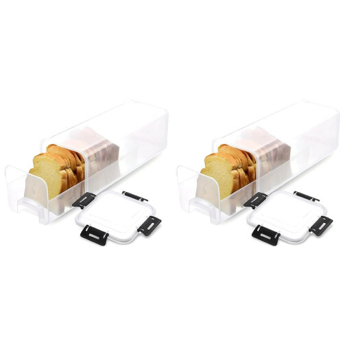 2X Bread Storage Container with Drawer Tray,Plastic Bread Box with Airtight Lid,Loaf Bread Keeper,Bread Holder