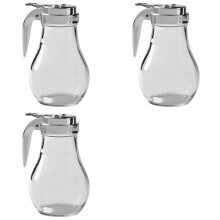 3X Sirupspender, Tropffreie Sirupflasche Aus Glas für Ahornsirup, Honigspender, Spülmaschinenfester Sirupbehälter Aus Glas