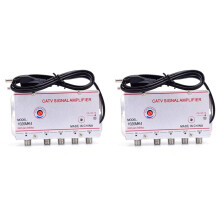 2X Amplificateur Répartiteur de Signal TV Numérique 20 DB, Équipement TV Domestique de 45 MHz à 860 MHz, 1 Entrée 4 Sorties, Prise UE