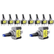 10x LED-Kippschalter, ein/Aus, 12 V, 30 A, Blau, LED-Beleuchteter Metallschalter, Robuster SPST-3-Poliger Wippschalter, 12 mm Montageloch