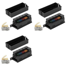 3X 12V Auto 11 Way Fuse Relay Box Block met 5-Pins Relais en Zekeringen voor Automotive Car Marine Truck Trailer Boat