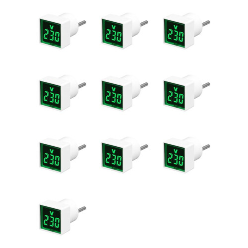 10X Digital Voltmeter Square AC220V Square Voltage Tester with LED Display and Indicator Light EU Plug Green