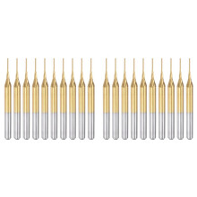 20PCS Titanium Coat Carbide End Mill Engraving Milling Cutter CNC Router Bits for PCB Machine, 1/8 Inch Shank 0.6Mm