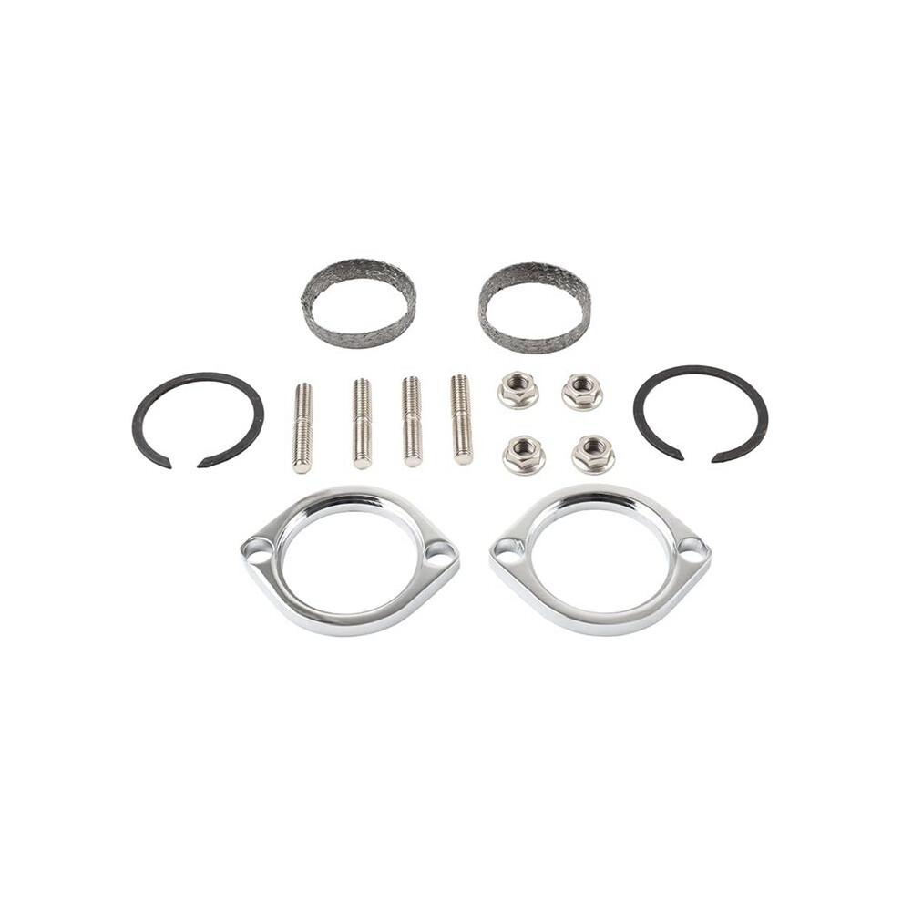 2X Exhaust Flange Install Kit Flanges Gaskets C-Clips Nuts Washers For Softail Sportster Dyna Touring 30-0205 6031282939010