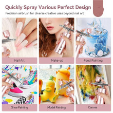 2X Super-Stable Airbrush Kit: 25 PSI Precision Airbrush for Nails Rechargeable Dual-Mode 0.3mm Nozzle Nail AirBrush