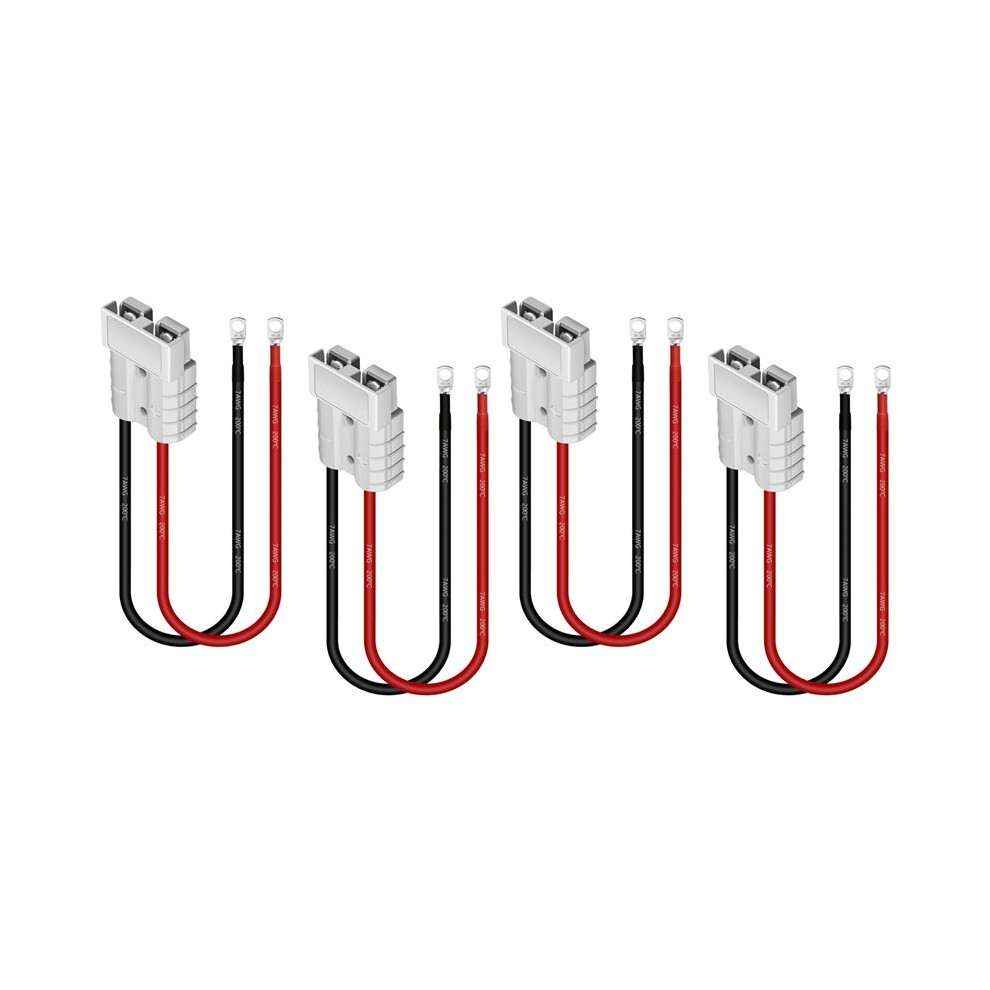 4Pc For Anderson Connector 50A Kit,8Guage Battery Cables Waterproof Quick Connectors 0.98Ft Cables For Lifepo4 Battery Silver 4713096776914