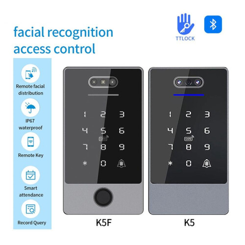 TTLock Face Recognition Access Control Keypad Standalone Waterproof Fingerprint Access Controller for Door Lock-A