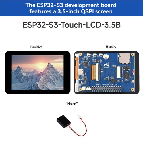3X Waveshare ESP32-S3 Development Board 3.5inch LCD Capacitive Touch Display Wi-Fi 2.4G+BLE 5 Support AI XiaoZhi 2