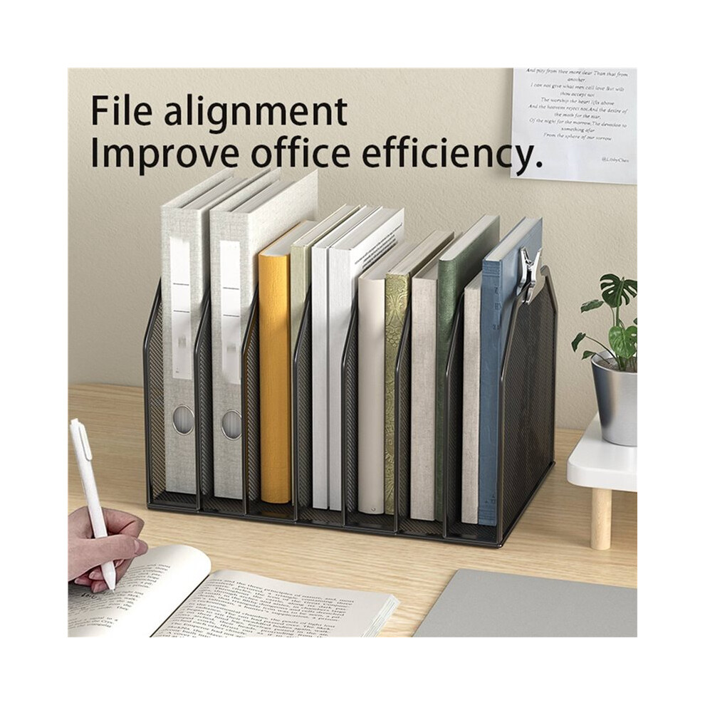 2X Metal 7-Section File Folder Organizer For Desk Vertical Office File Holder Duty Mesh Document Sorter 6033522372458