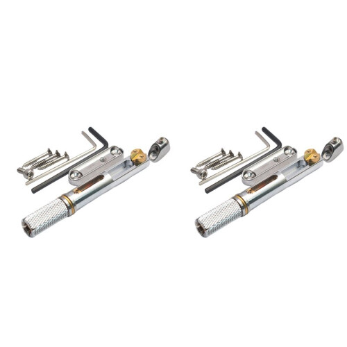 2X Sadel Headless Elgitarr Bridge Bakstycke med Skiftnyckel för Headless Elgitarr Silver