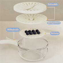 2X Multifunktionaler Abtropfkorb für Obst- und Gemüsewaschschüssel mit Klappbarem Griff, 2-in-1-Abtropfgestell für die Küche