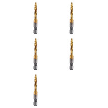 5pcs M5x0.8mm Hex Shank Titanium Plated HSS Screw Thread Metric Tap Drill Bits Screw Machine Compound Tap Open