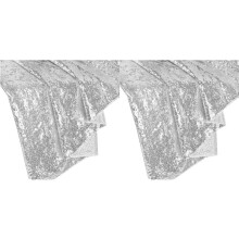 2pcs 6Ft Table Skirt for Round Rectangle Square Table Sequin Tablecloth for Birthday Party Family Baby Shower Silver