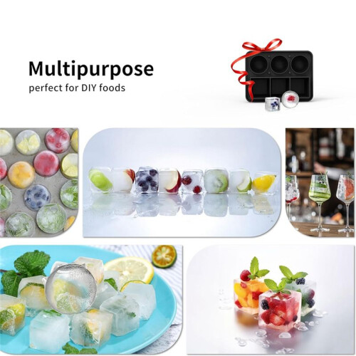 Ice- Tray Combo, Square &  Ice Molds, Slow Melting for Whiskey, Easy Release, Reusable 2
