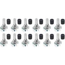 12 Stuks Ec11-Rotatie-Encoder met 360-Drukknop, 5 Pinnen en Knopkap voor , voor Raspberry Pi, Esp32