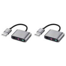 2X New 3-in-1 External USB Sound Card Audio Jack 3.5mm Cable Adapter HIFI Sound for Microphone Speaker Headset PC Laptop