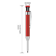 4 Pezzi 2,8 mm Matita Meccanica In Metallo per Carpentiere con Supporto per Pennarello Meccanico con Foro Profondo, Supporto per Clip da Tasca,