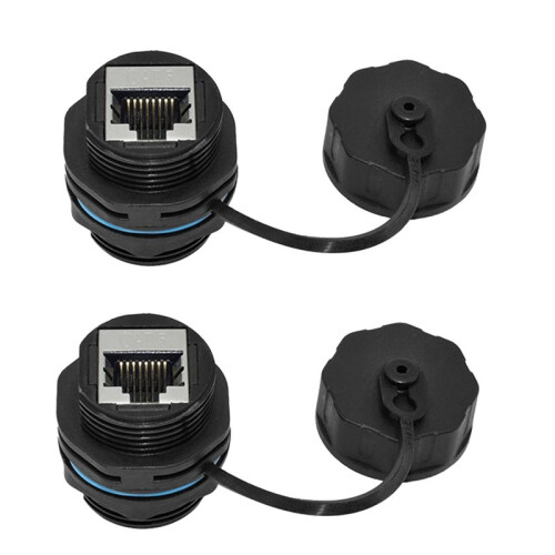 16PCS RJ45 Panel Mount Coupler, IP68 Shielded Industrial Panel Mount Ethernet LAN Through Connector for CAT6/CAT5E/CAT5 1