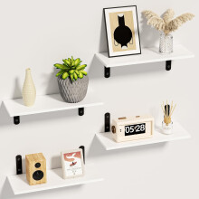 Set aus 4 hängenden Wandregalen Deko-Wandregale Universal Elegant Weiß — set mit 4 wandregalen, hängeregale weiß, dekorative wandregale