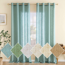 Cortinas de tul transparentes en juego de dos piezas 140x300 cm turquesa — cortinas con ollaos, cortinas salón