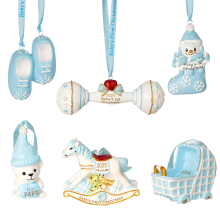 Set of 6 Christmas Ornaments for Baby’s First Christmas Blue Hanging Decorations — christmas tree ornaments for baby, blue christmas ornaments