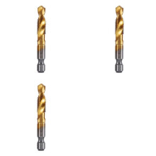 3pièces M8x1,25 Tige Hexagonale Plaqué Titane Filetage HSS Forets à Taraud Métrique Machine à Visser Robinet Composé Outil de Chanfrein Ouvert