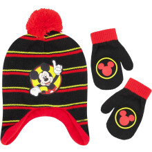 Disney Mickey Mouse Set för pojkar, vintermössa och vantar, 2-4 år
