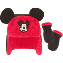 Disney pojkar Mickey Mouse toddler fleece trapper vinter med Sherpa foder och vantar set