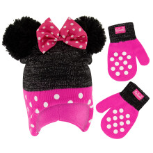 Disney Minnie Mouse Set för Småflickor: Vintermössa, Halsduk och Vantar 2-4T