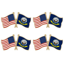 US Navy Korsade Dubbel Flagga Lapel Pins Små Mini Militärflaggor Vänskapsnål 4-Pack