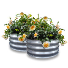 GARDMAX 2 Pack 2x2x1FT Galvaniserad Runt Högbädd Kit, Metallplanteringslådor Utomhus