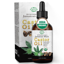 MMPANG Jamaicansk svart ricinolja - USDA-organisk hårolja kallpressad, naturlig för hår- & ögonfransväxt, 4 oz/120ml glas
