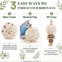 12 Stuks Sola-Ballen voor Vogels, 6 cm Groot, Foerageerspeelgoed voor Vogels, Sola-Ballen, Kauwspeelgoed voor Papegaaien Om Hun Klauwen Te Slijpen