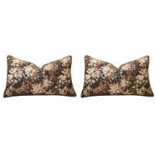 2X Federe per Cuscini Floreali Neutre, Fodere per Cuscini Rettangolari In Peluche, Fodere Decorative per Cuscini per Divani In Stile Fattoria, Marroni